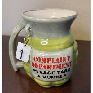 The Grenade Coffee Mug Cup, Big Mouth Mugs Complaint Dept. Never Used. 12OZ
